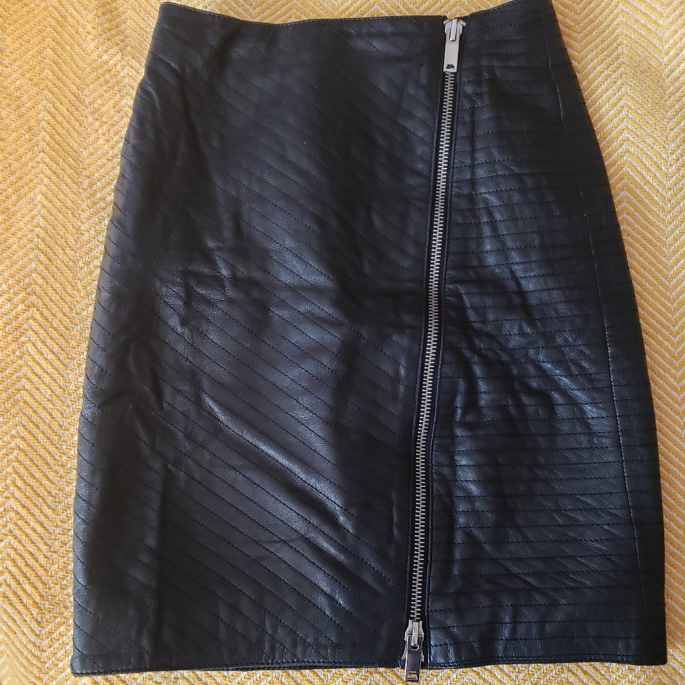 Reiss Azure Quilted Leather Zip-Up Pencil Skirt